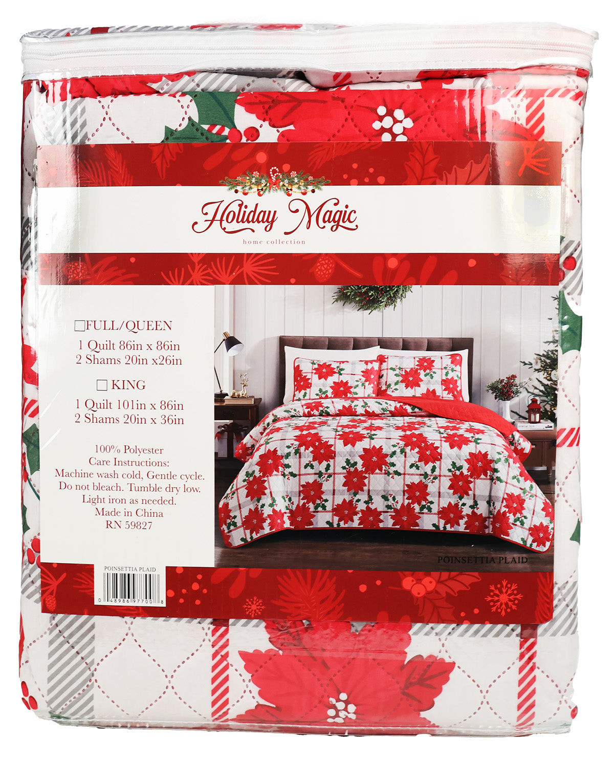 Full/Queen Christmas 3 Piece Quilt Set