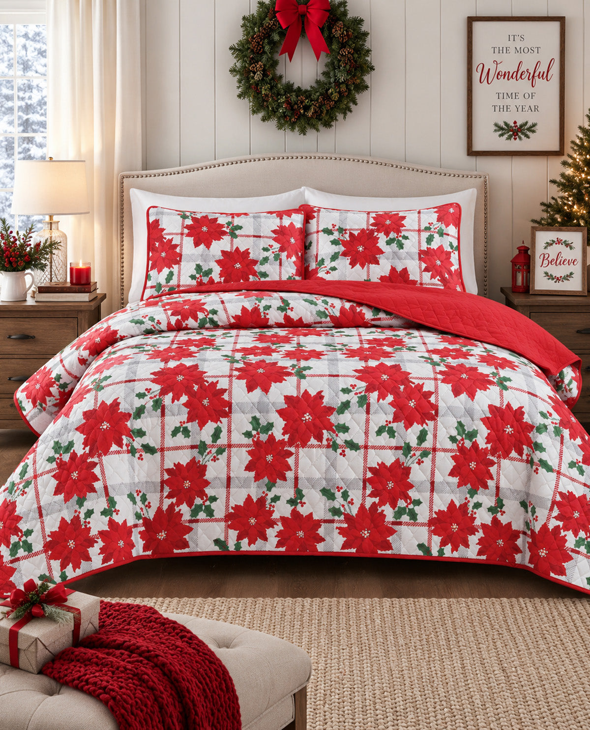 Full/Queen Christmas 3 Piece Quilt Set