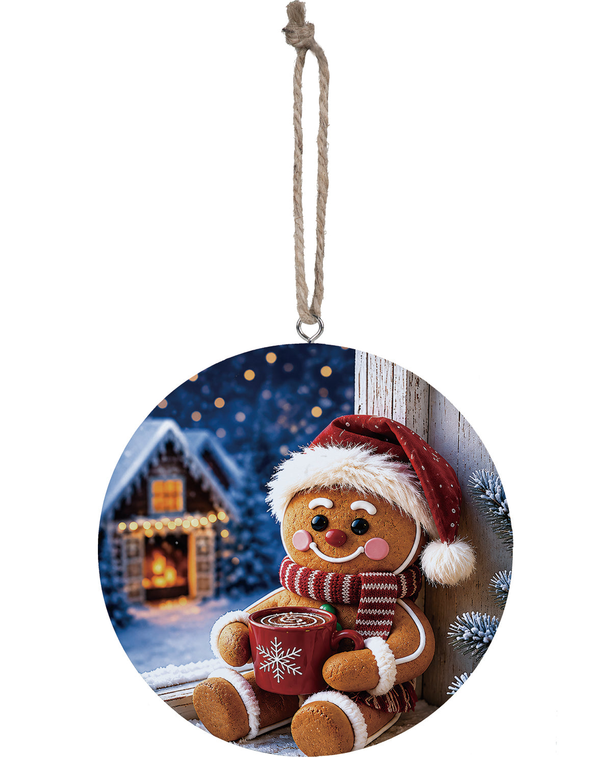 Evergreen Gingerbread Wood Ornament