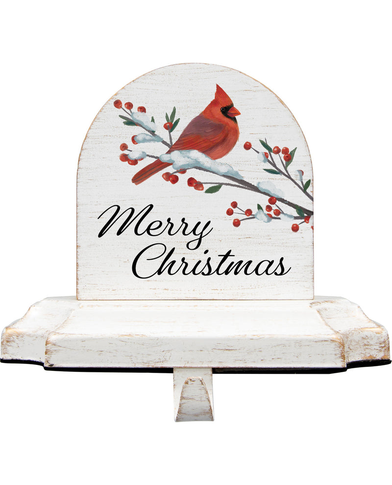 Decorative Christmas sign with a cardinal and 'Merry Christmas' text on a white background