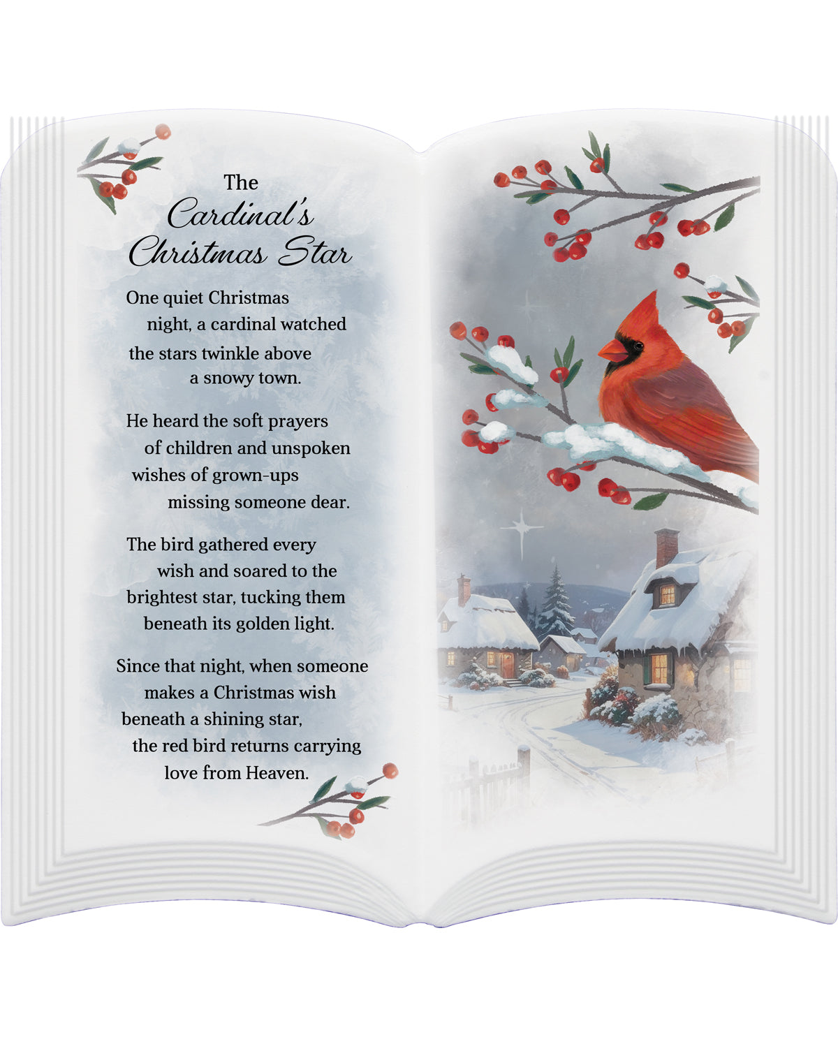 Cardinal-themed Christmas card with poem and winter scene