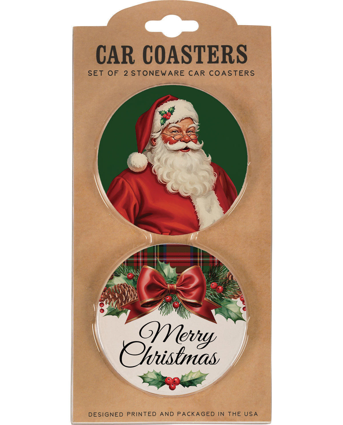 Merry Christmas Car Coaster Set