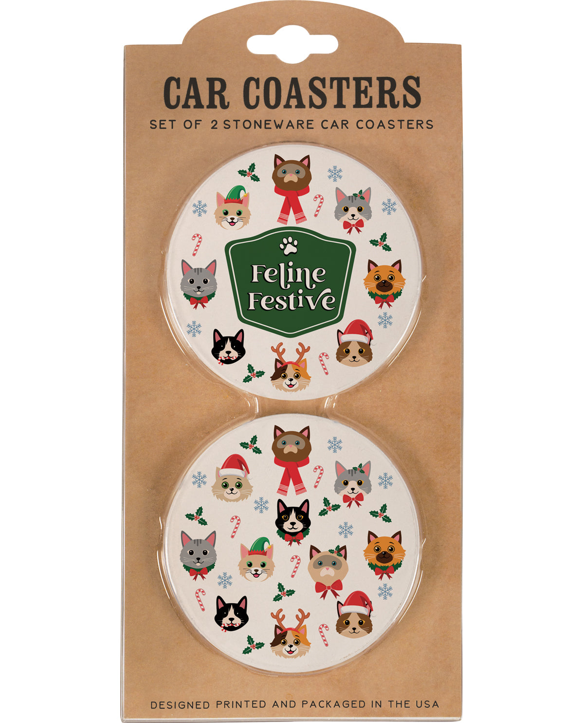Feline Festive Car Coaster