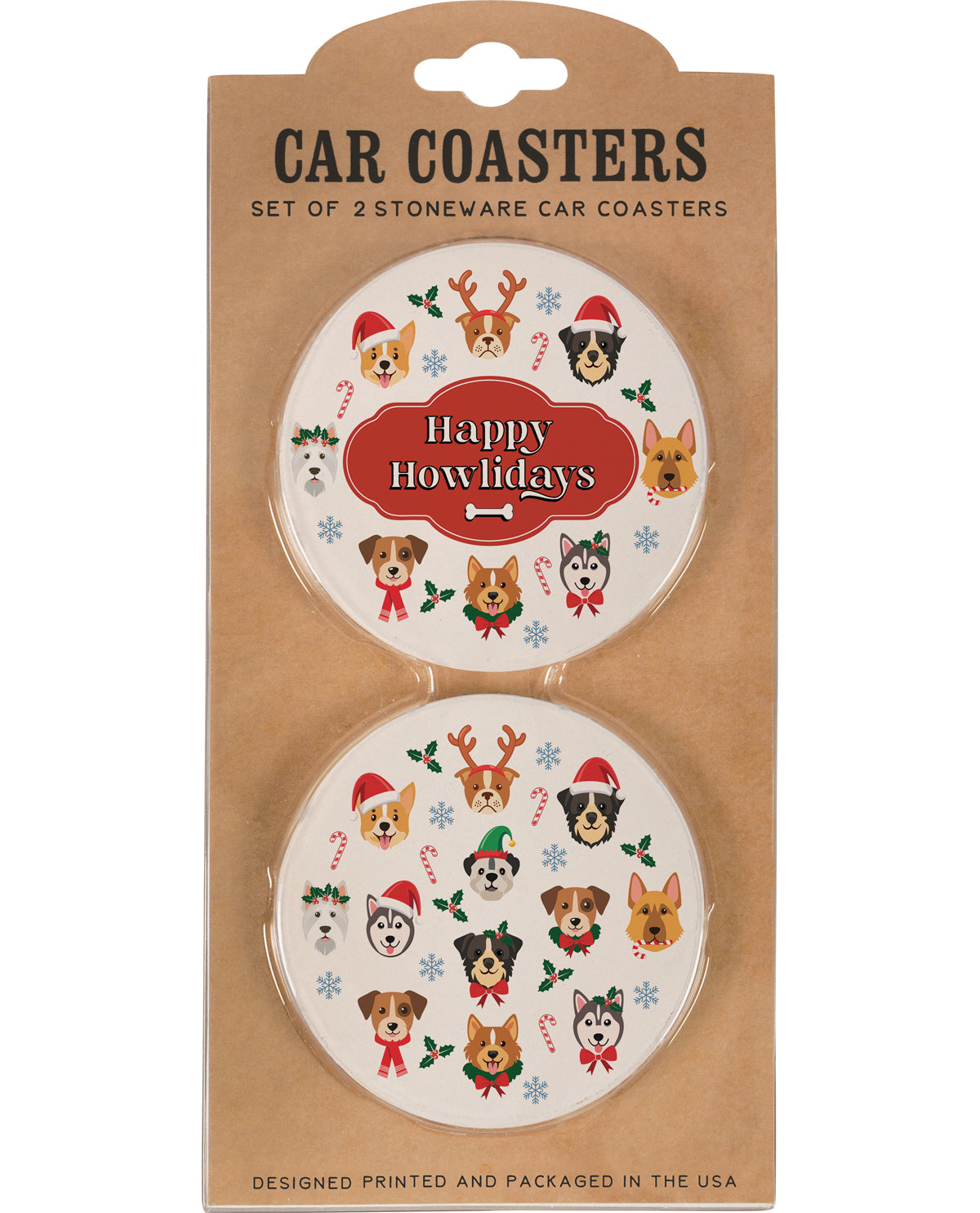 Happy Howliday Car Coaster Set