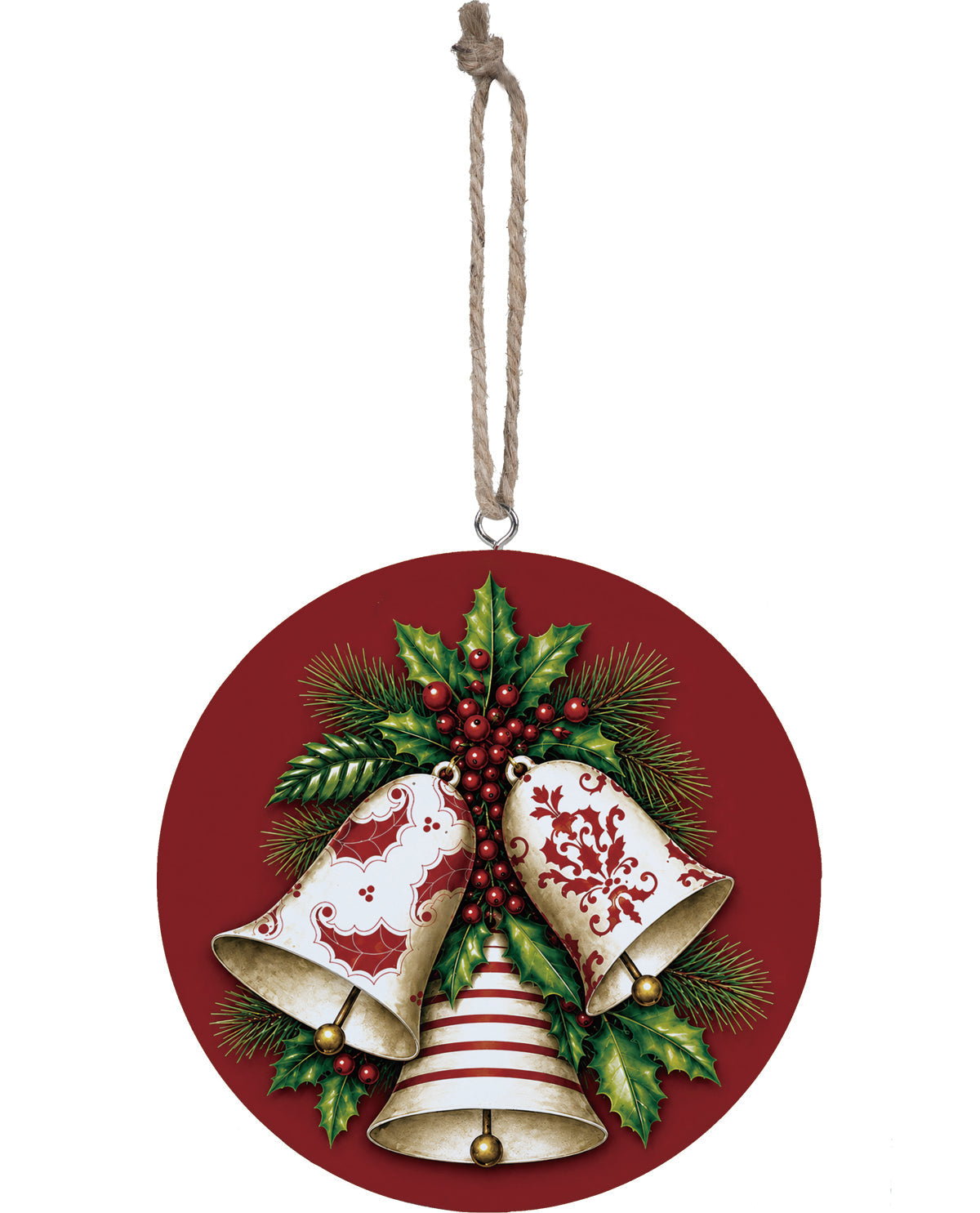 Evergreen Bells Wood Ornament