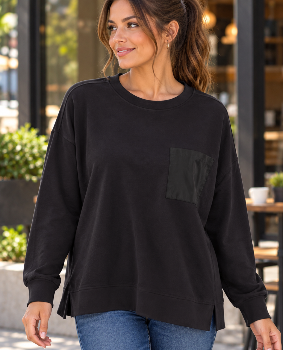 Match Fit Crew Neck Patch Pocket Top
