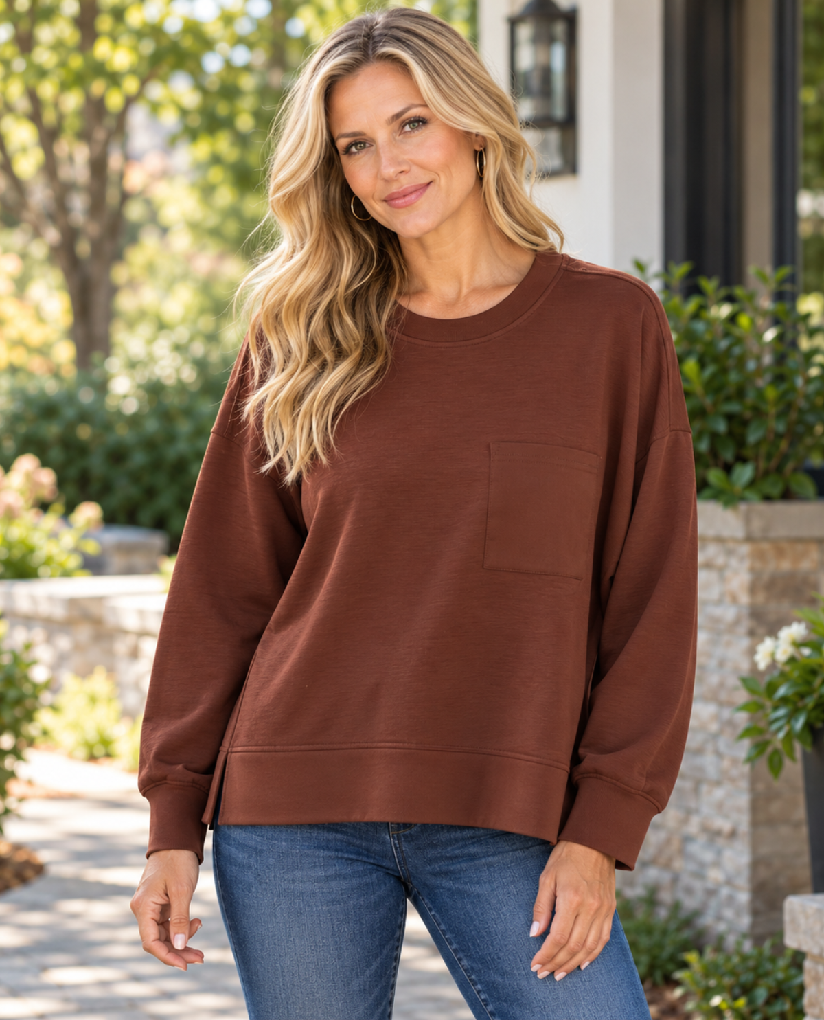 Match Fit Crew Neck Patch Pocket Top
