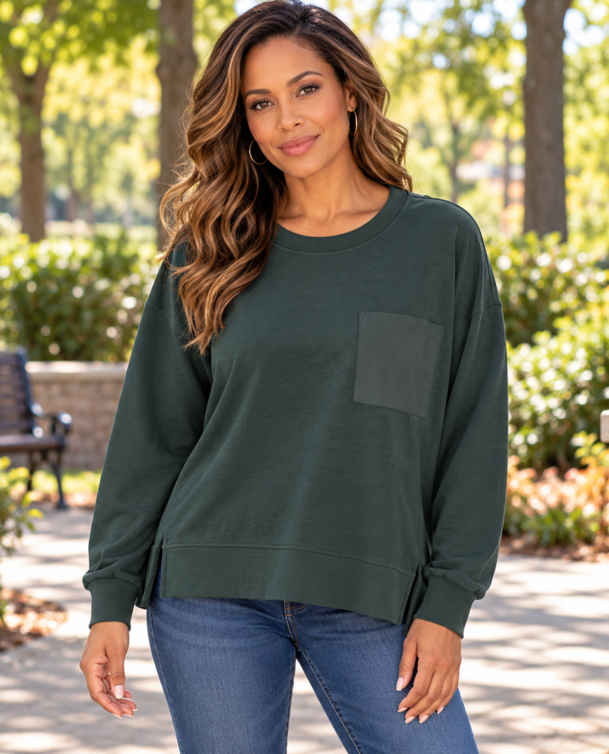 Match Fit Crew Neck Patch Pocket Top
