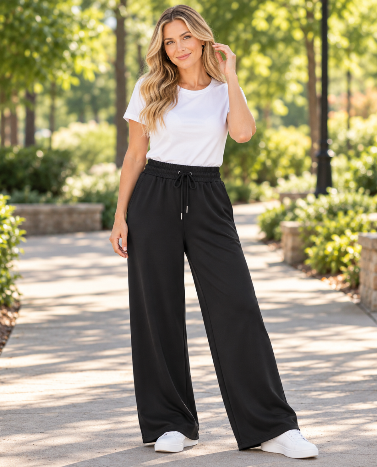 Match Fit Pull On Elastic Pant With Woven Back Pocket
