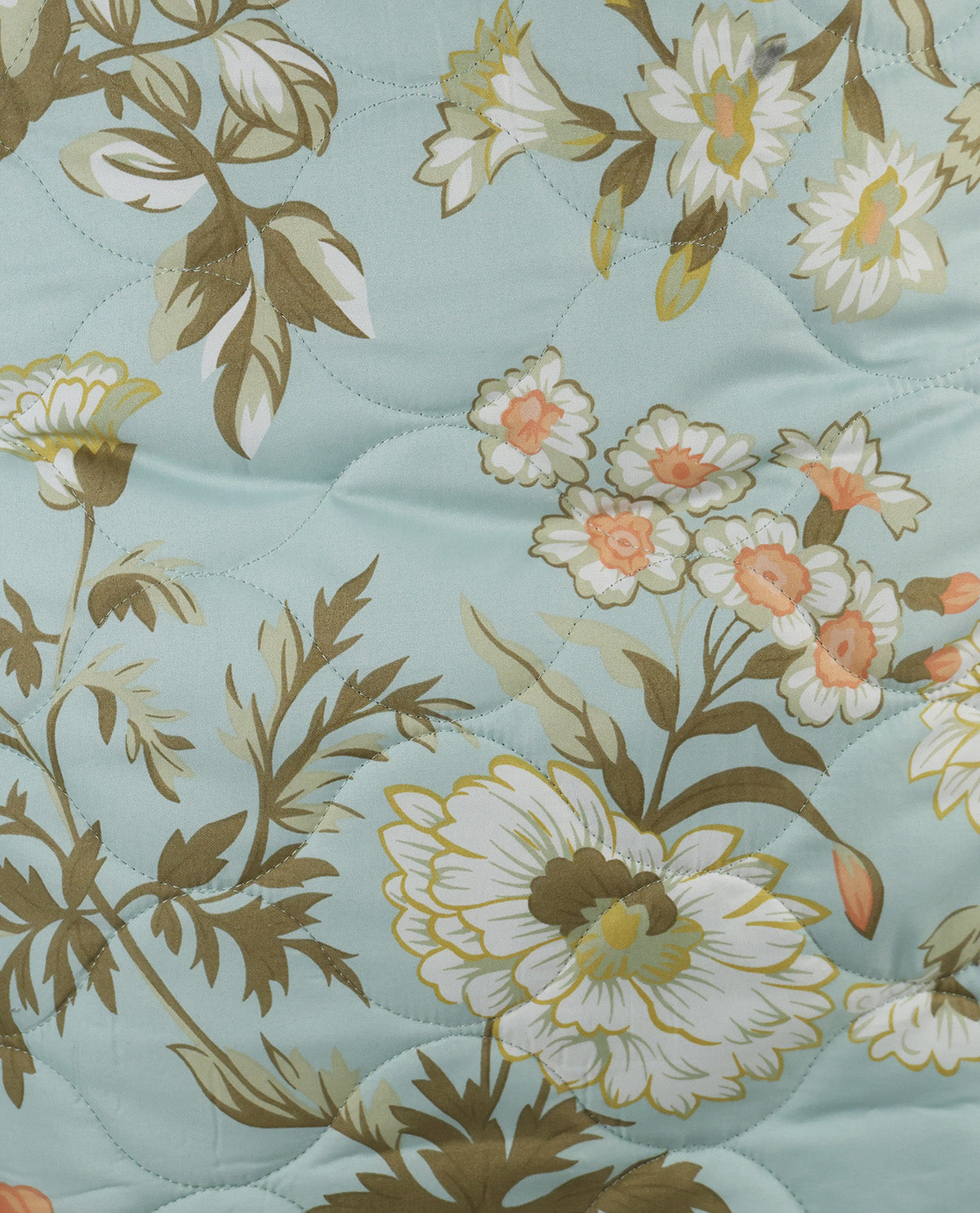 Serafina Sage Floral Queen 3 Piece Quilt Set