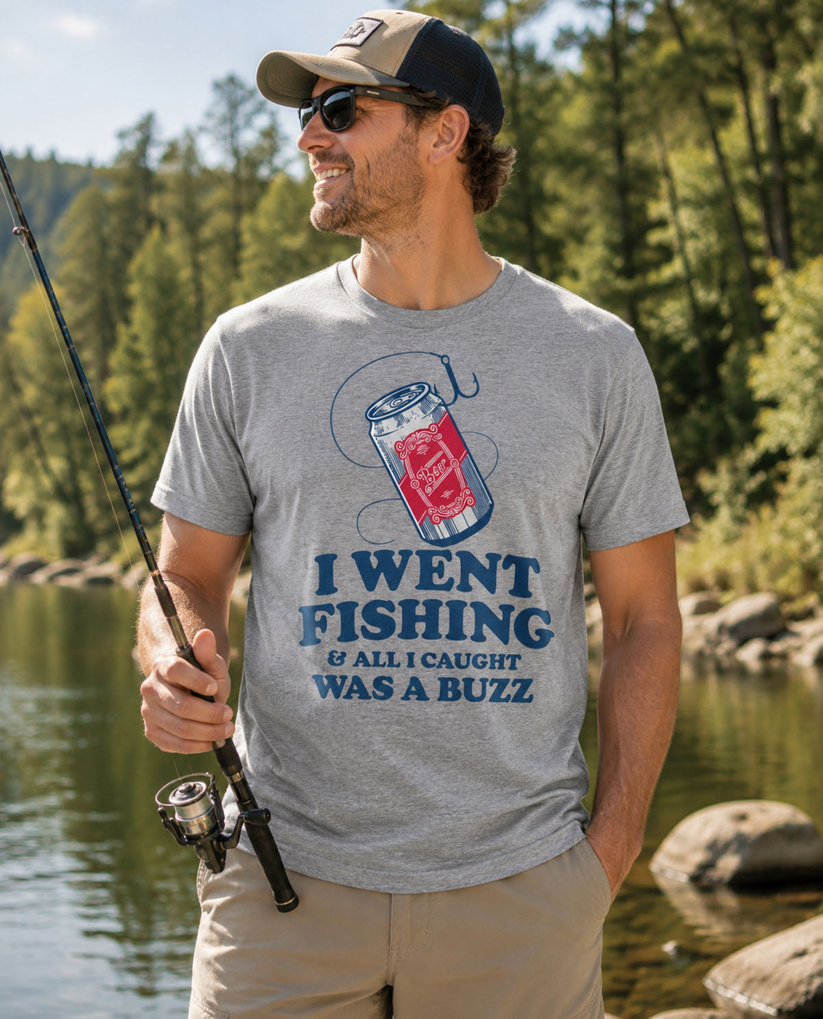 Fishing Buzz Short Sleeve Tee Grey