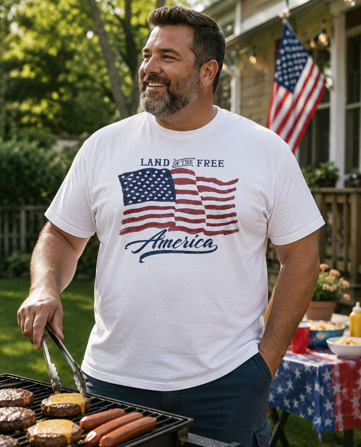 Land Of The Free Short Sleeve Tee White