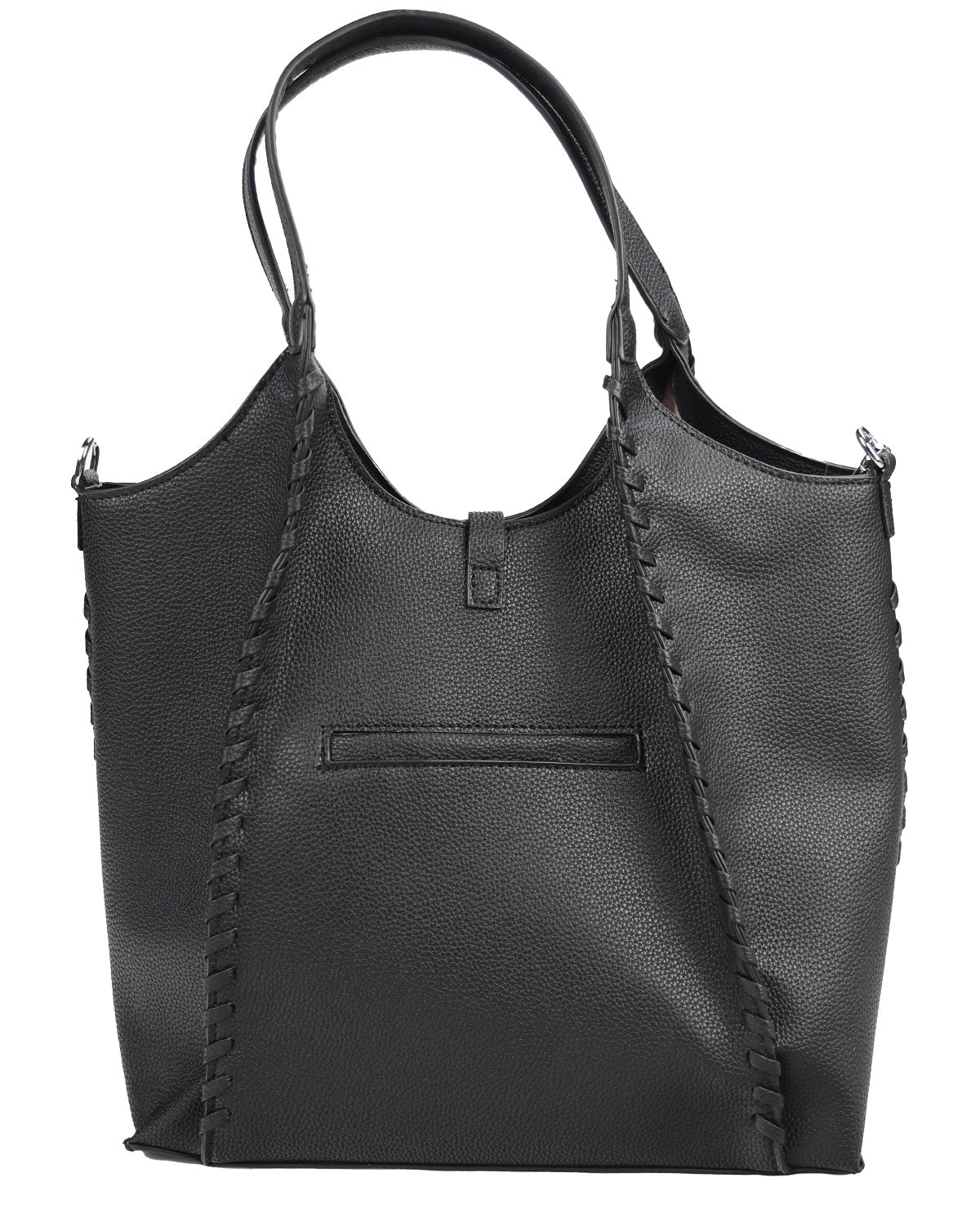 London Fog Jade Tote With Whipstitch Black