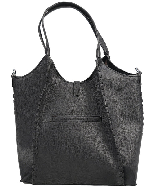 London Fog Jade Tote With Whipstitch Black