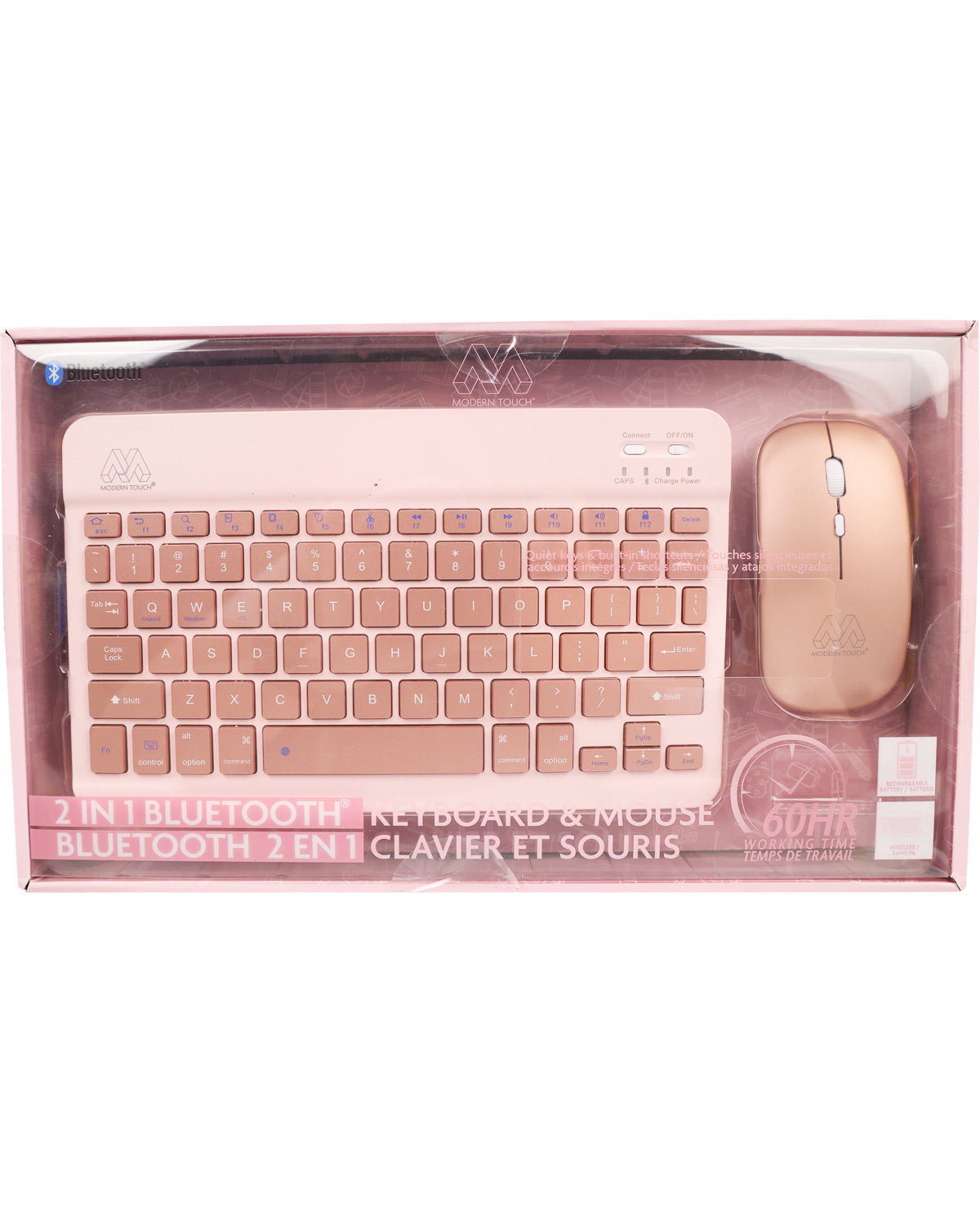 Packaged 2-in-1 Bluetooth keyboard and mouse set on a white background