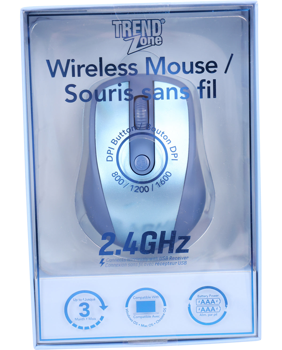 Trend Zone wireless mouse packaging with clear window