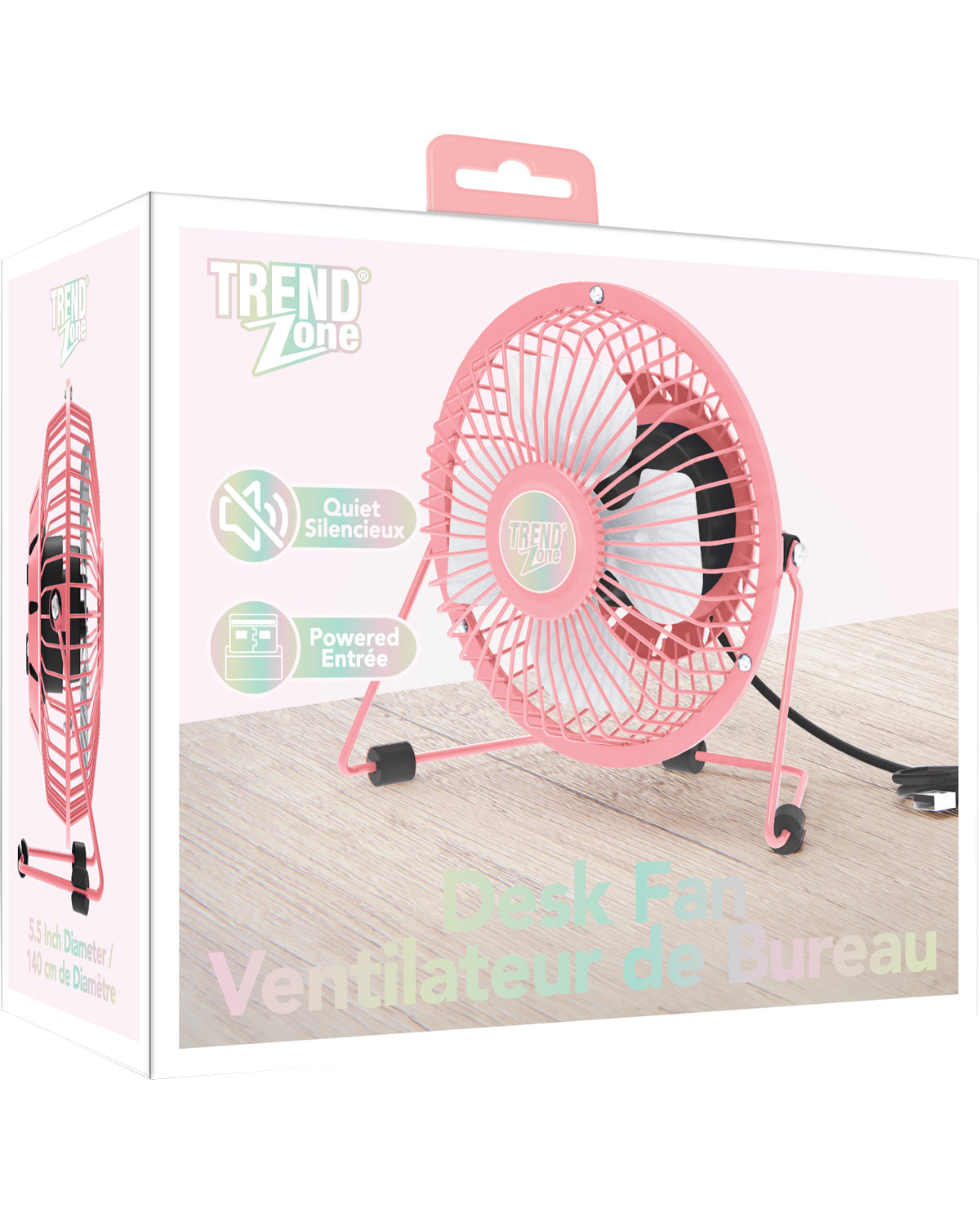 4" USB Metal Desk Fan Pink