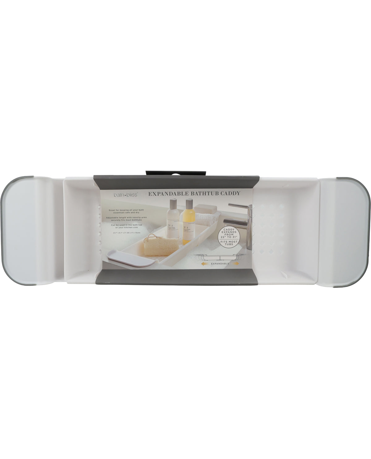 White Expandable Bathtub Caddy