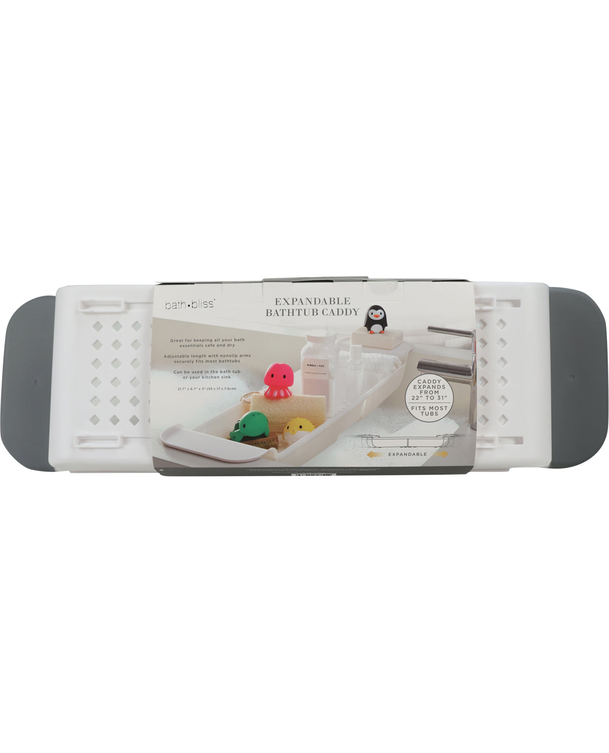 White Expandable Bathtub Caddy