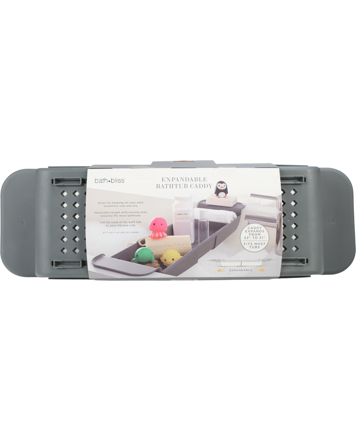Grey Expandable Bathtub Caddy