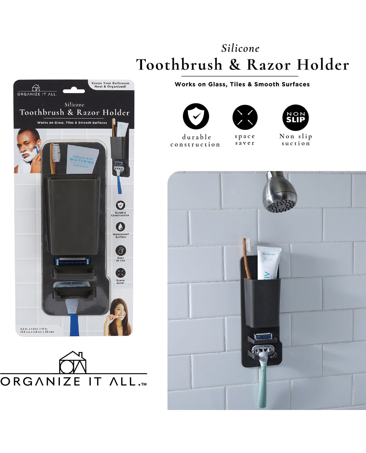 Silicone Toothbrush & Razor Holder