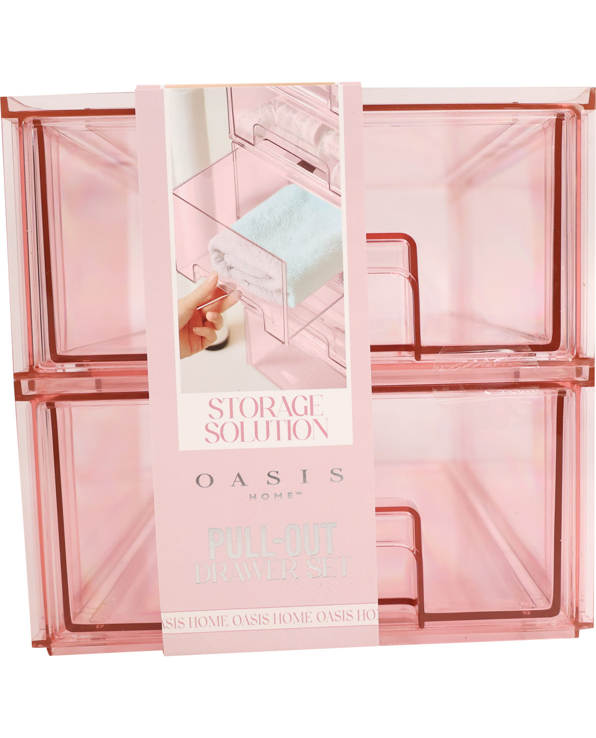 2 Piece Pull Out Storage Boxes - Pink
