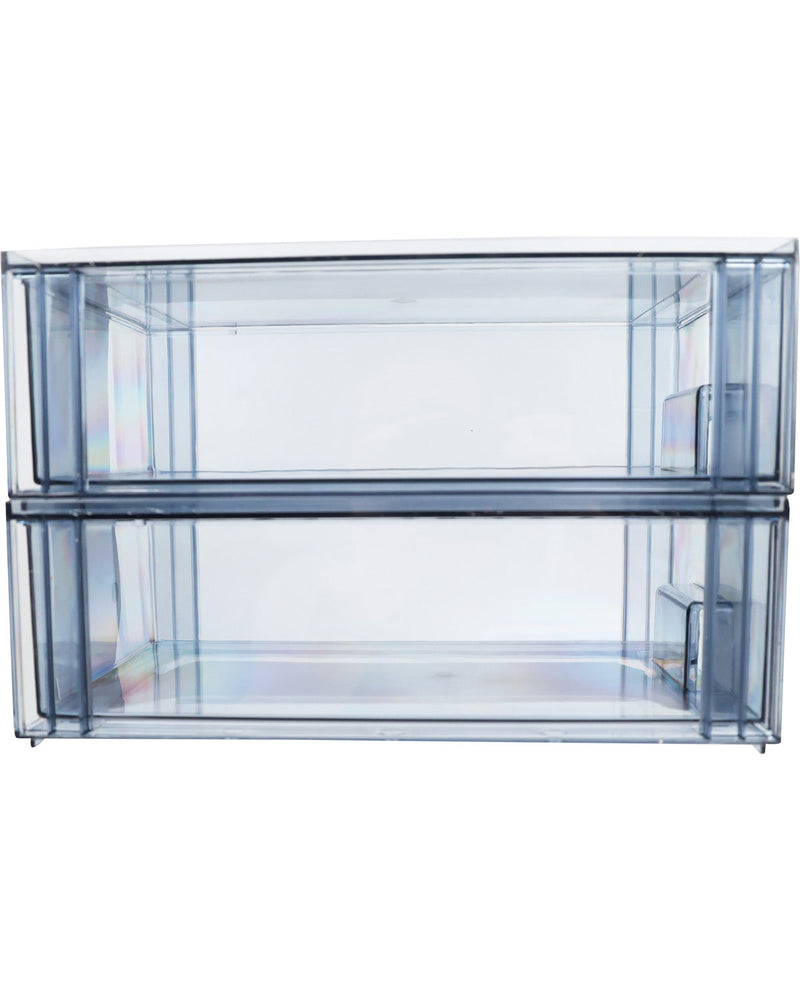 2 Piece Pull Out Storage Boxes - Blue