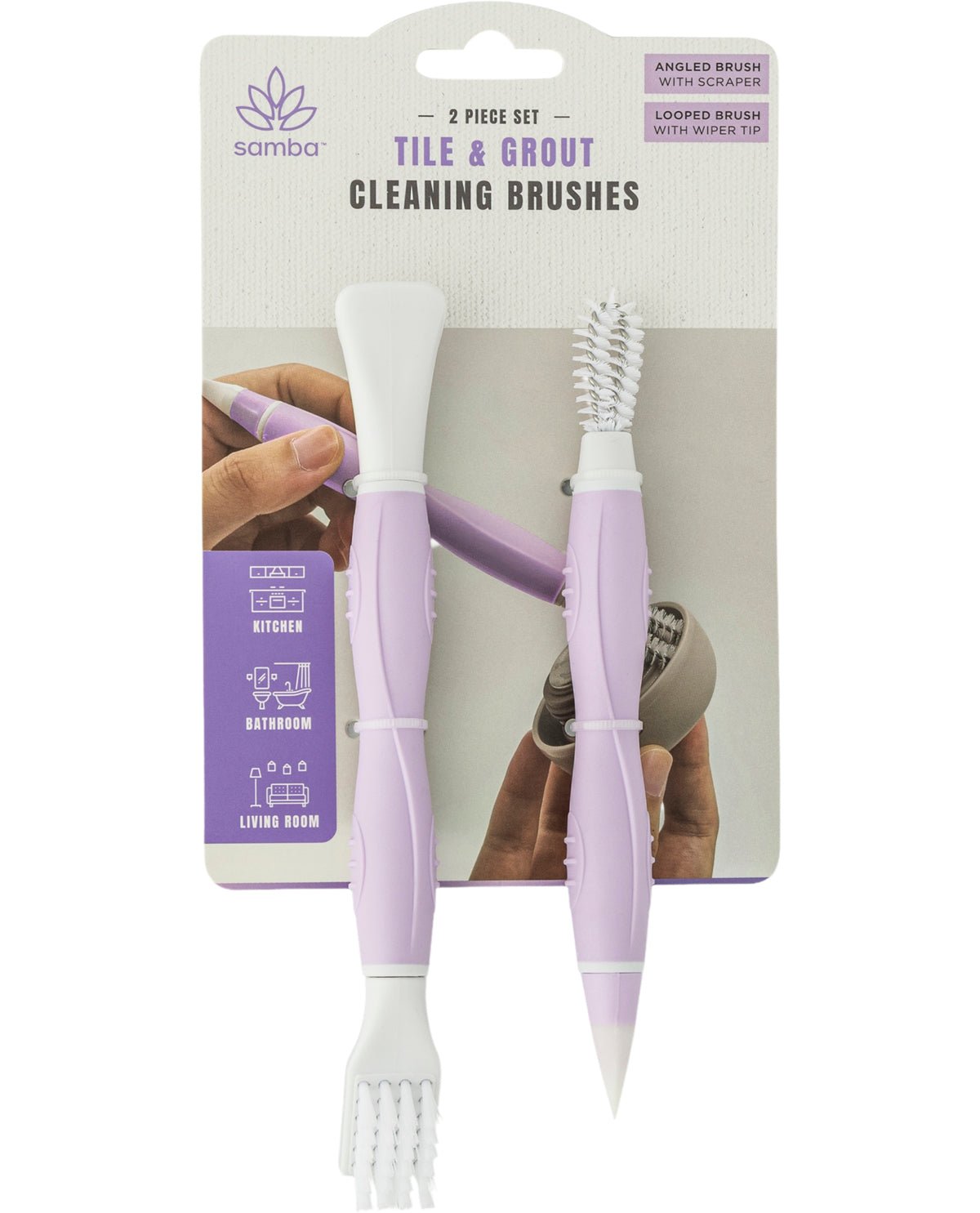 Samba 3 Piece Tile & Grout Brush Set - Lilac