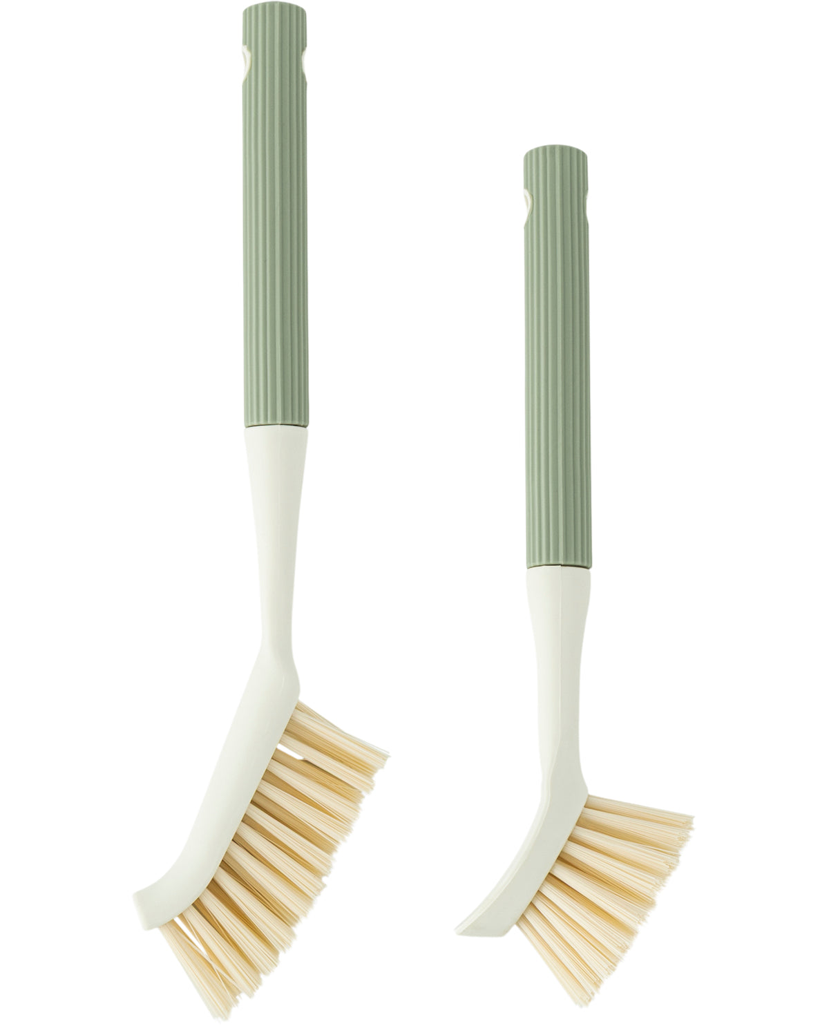 2 Piece Ribbed Cleaning Brush Set - Green