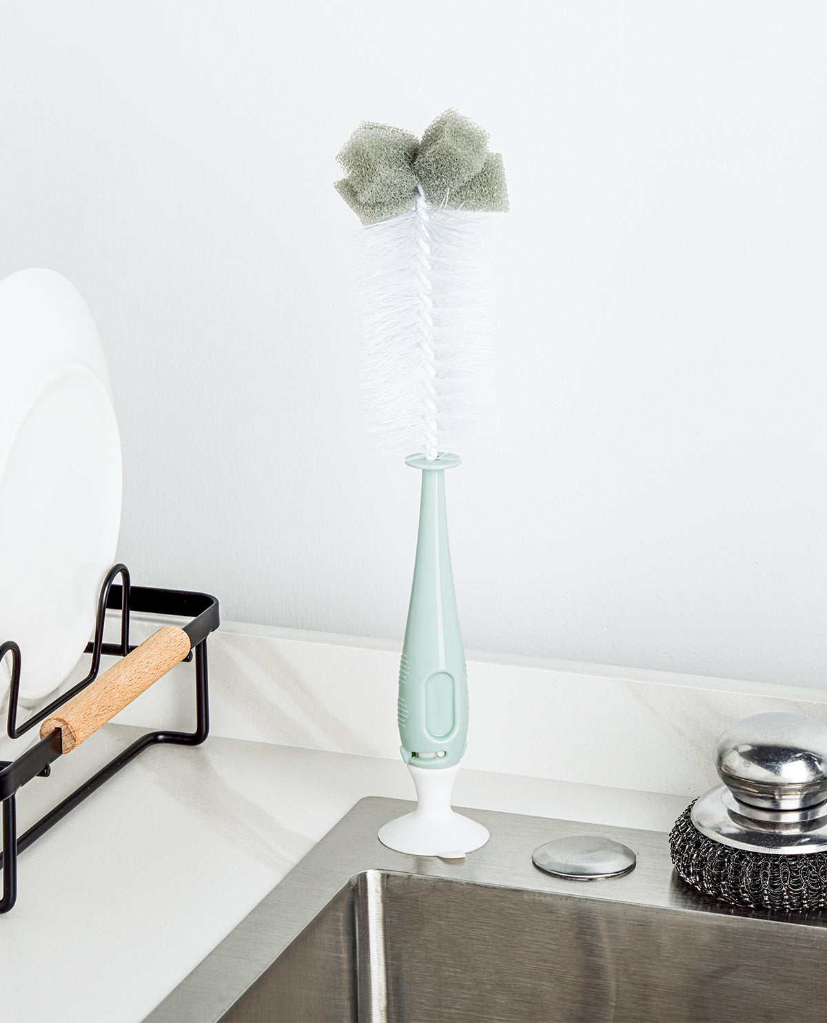 2 Piece Suction Cup Bottle Brush Set - Mint