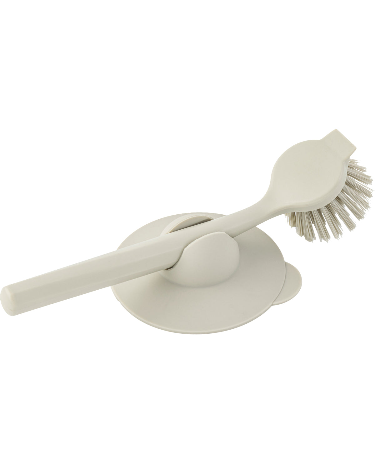 2 Piece Dish Brush With Suction Cup Holder - White