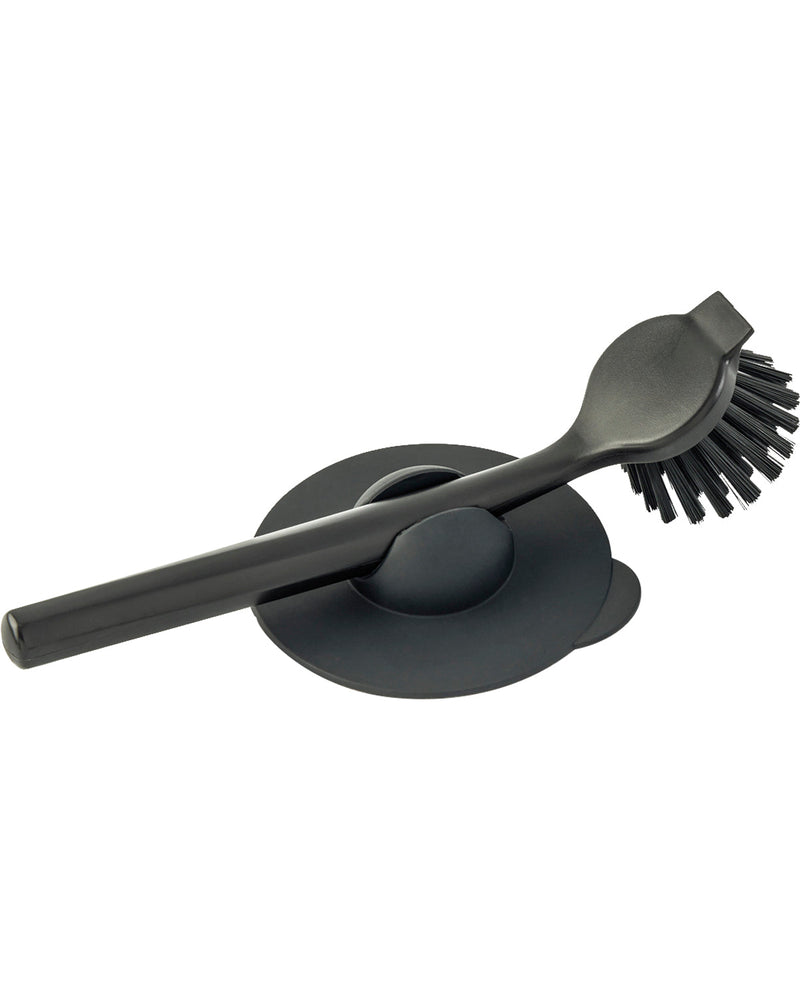 2 Piece Dish Brush With Suction Cup Holder - Onyx