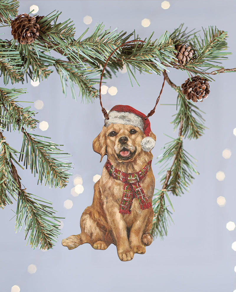 Primitives By Kathy Golden Retriever Christmas Ornament
