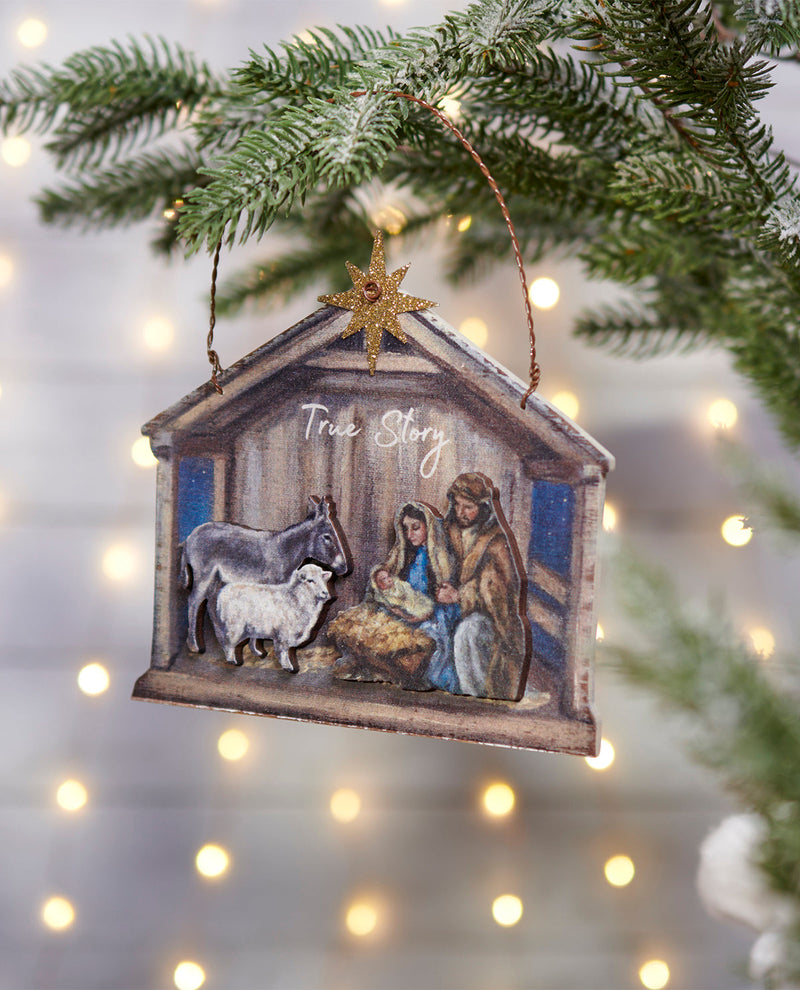 Primitives By Kathy True Story Nativity Ornament