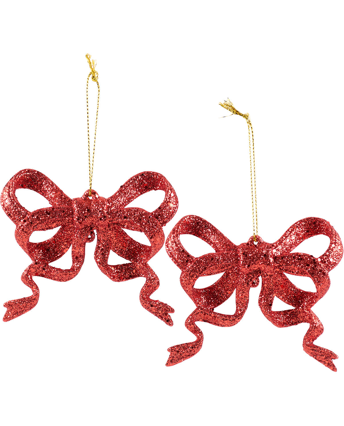 Primitives By Kathy Set of 2 Red Glitter Bows Ornament