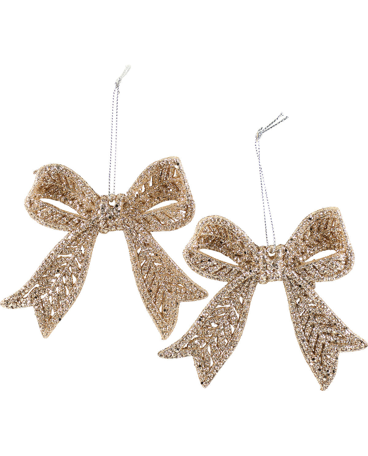 Primitives By Kathy Set of 2 Gold Glitter Bow Ornaments