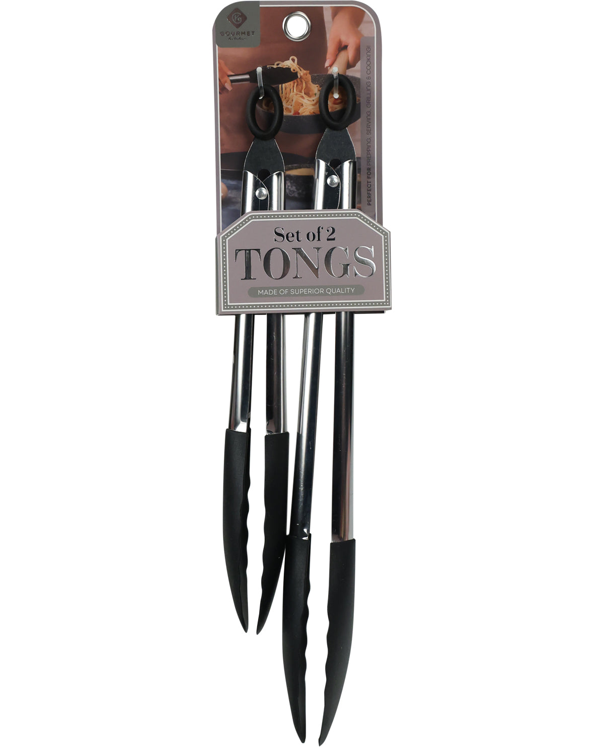 Black 2 Piece Steel Tong Set 11.5" & 14"