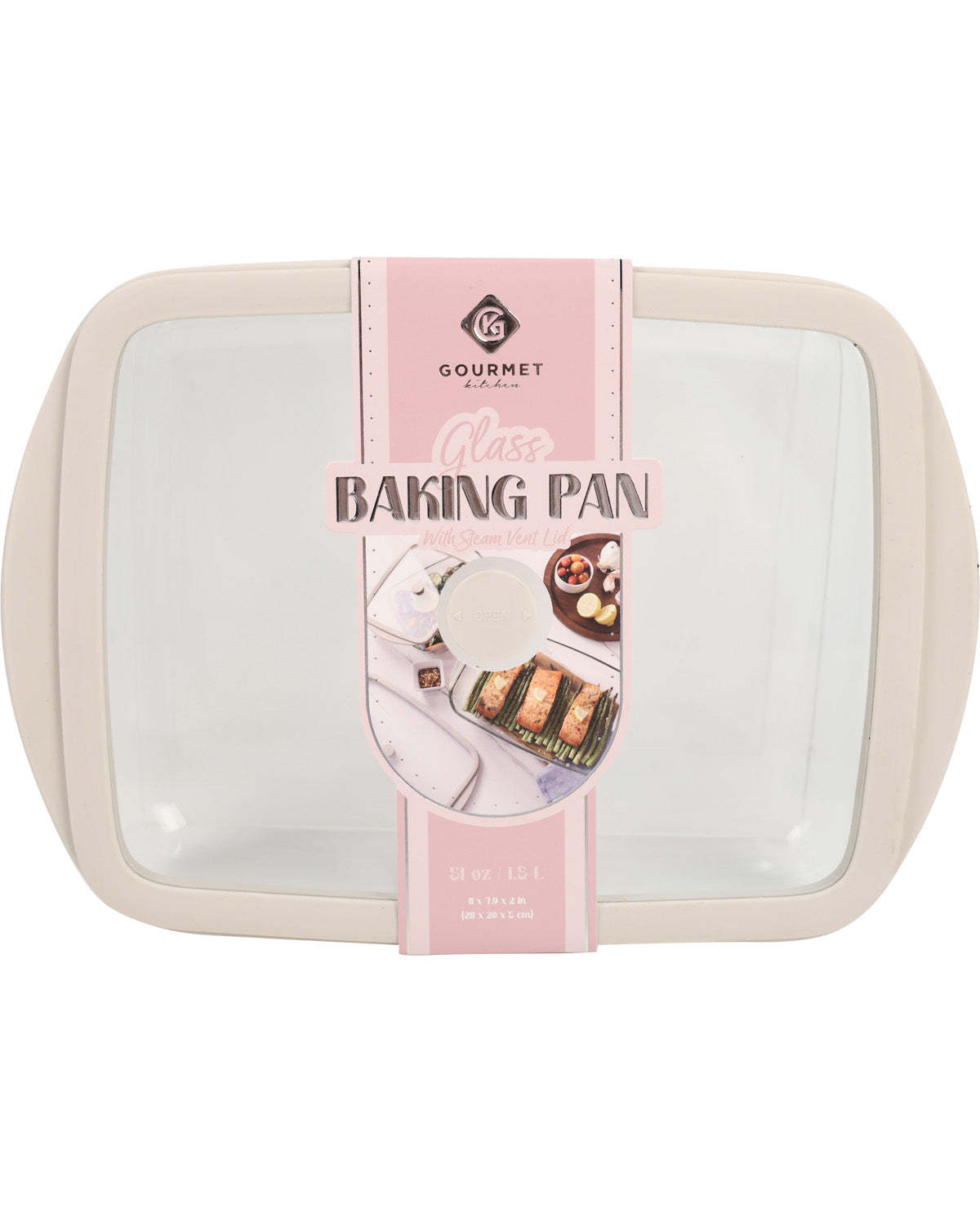 Gourmet Kitchen 51oz Glass Baking Pan - Blush