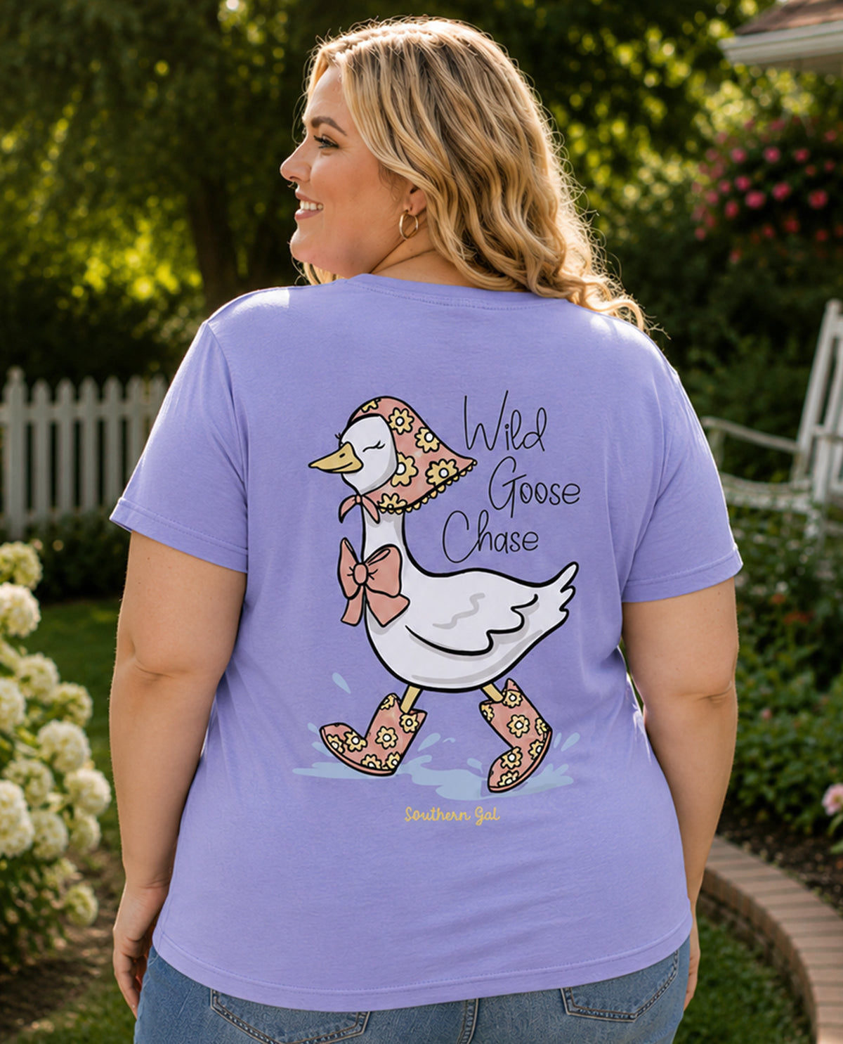 Southern Gal Wild Goose Chase Short Sleeve Screen Tee Violet