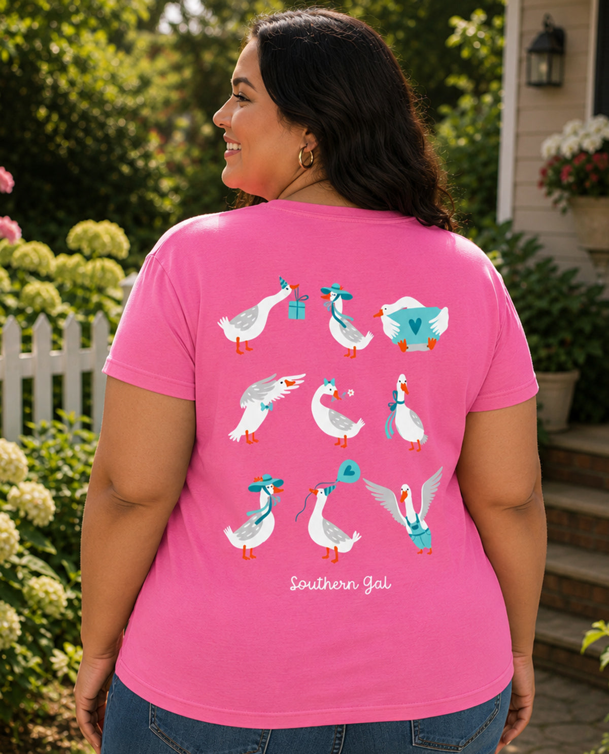 Southern Gal Gander Short Sleeve Screen Tee Azalea