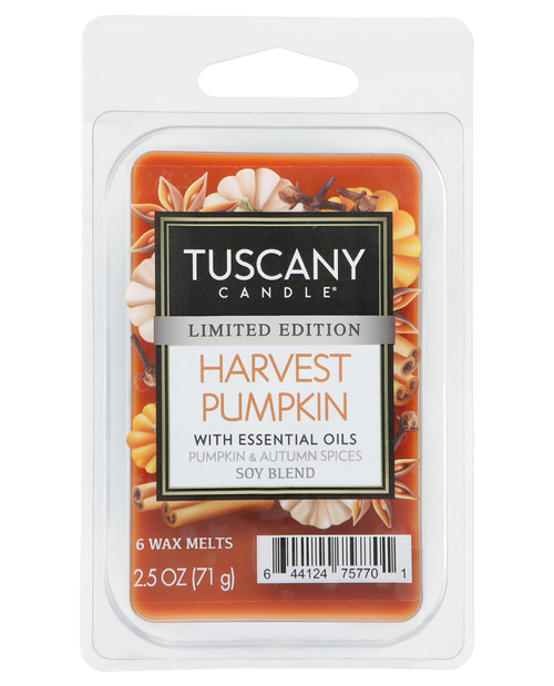 Tuscany Candle Harvest Pumpkin wax melt package on a white background