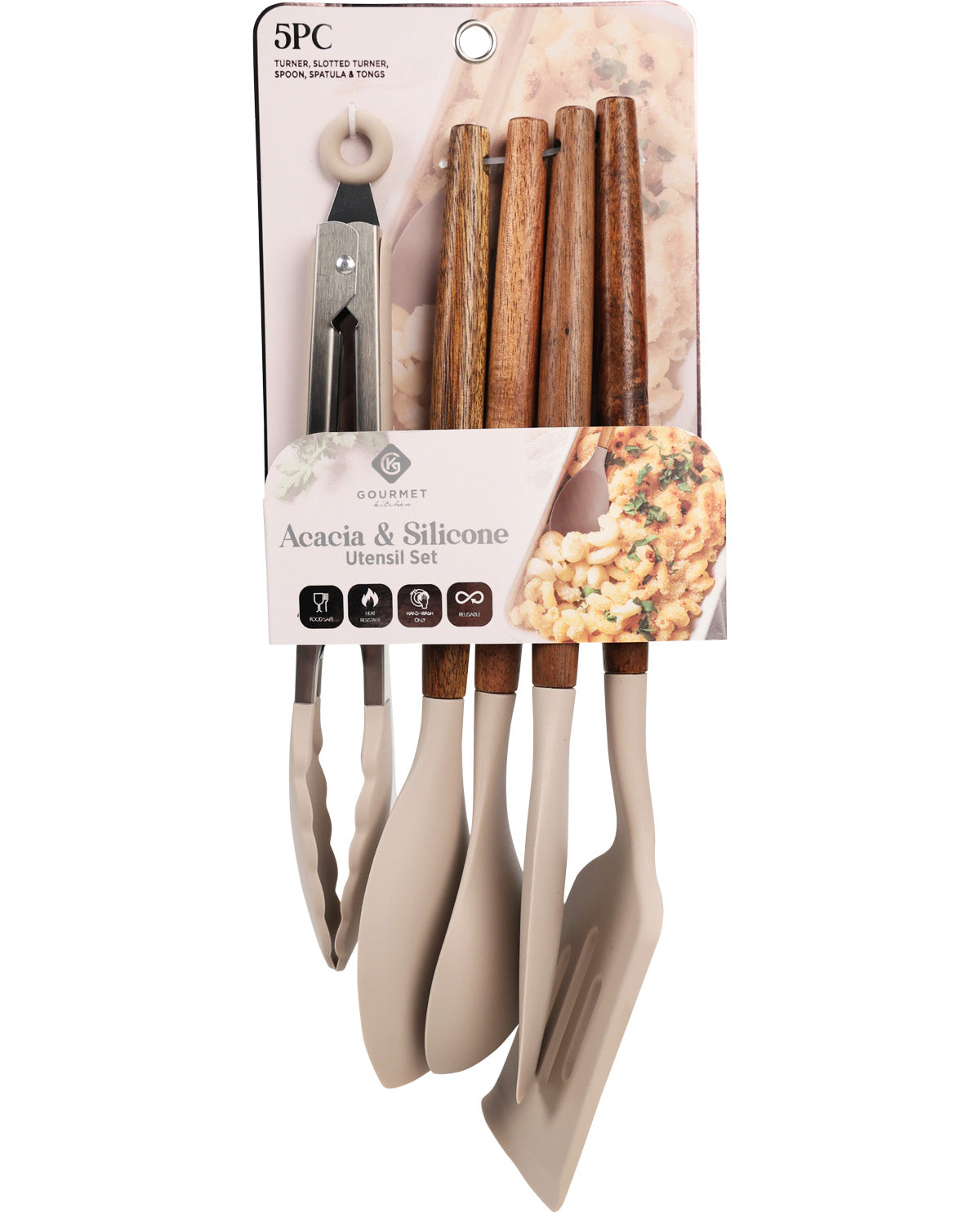 Gourmet Kitchen 5 Piece Eco Wheat Fiber Utensil Set - Moonbeam