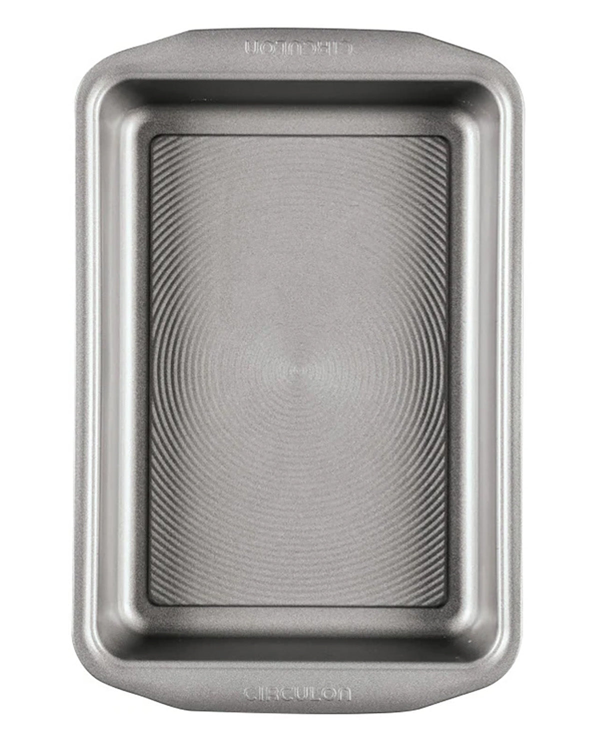 A rectangular metal loaf pan with a textured, concentric-circle pattern on the bottom and the Crockpot brand name embossed on the top rim, shown against a plain white background.
