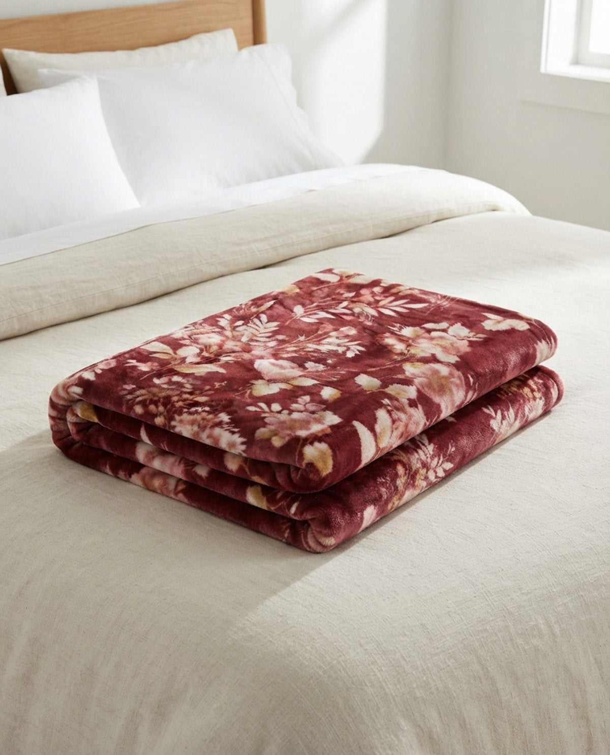 46 North & Savoie Fallon Burgundy Flower Throw