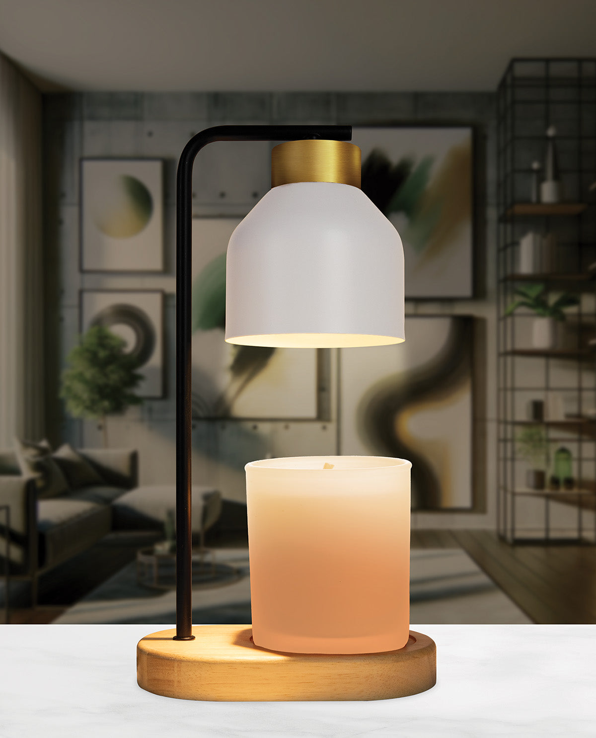 Luze Candle Warmer Light White Metal Shade