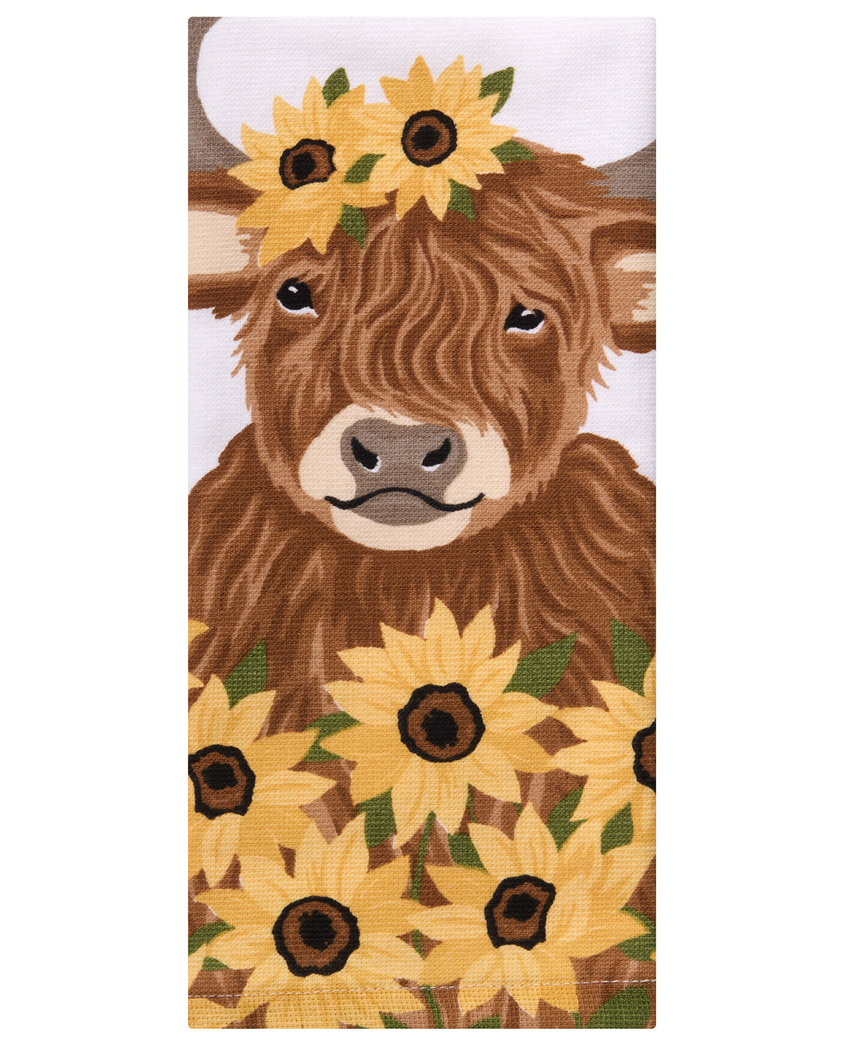 Sunflower Highland Cow Kitchen Towel