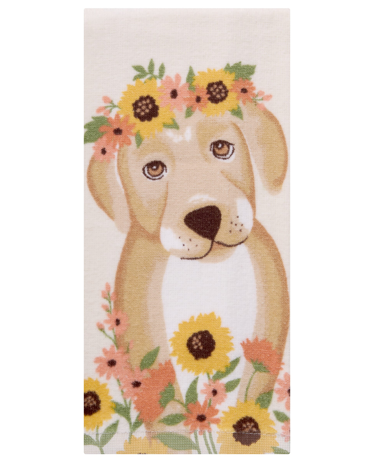 John Ritz Sunflower Puppy Kitchen Towel