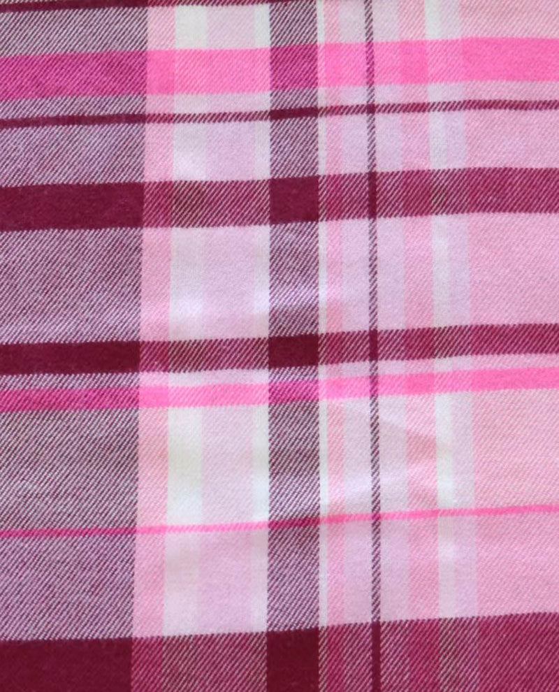 Close-up of pink and purple plaid fabric