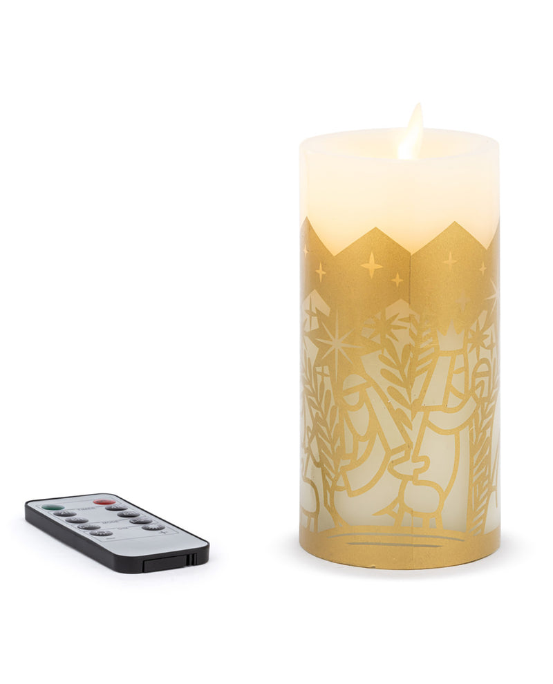 Flameless LED Nativity Pillar Candle