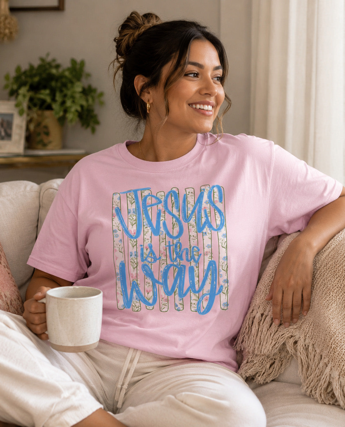 Jesus Is The Way Short Sleeve Tee Pink